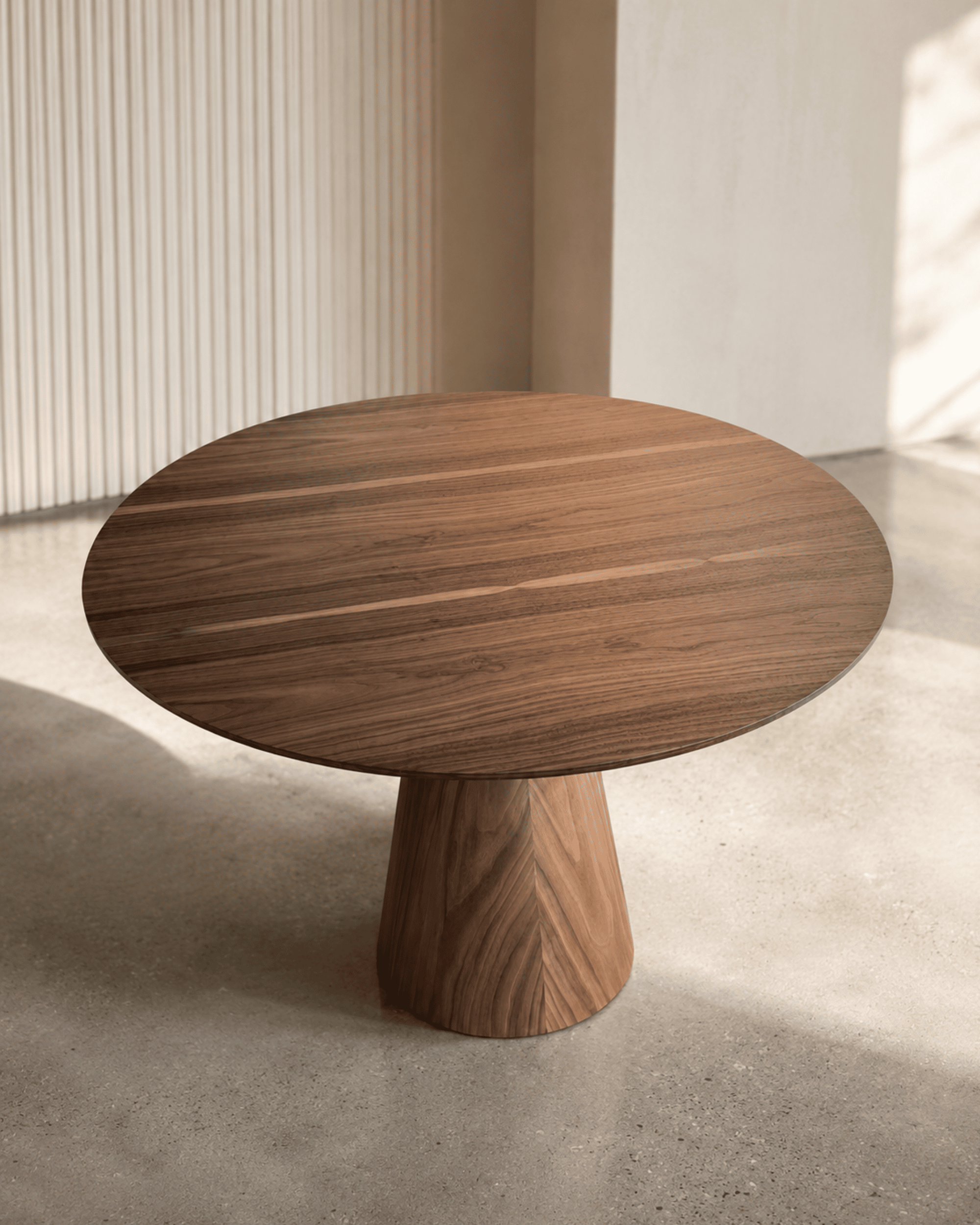 Mesa de Jantar Redonda Cone - Paris - Lâmina Madeira Nogueira