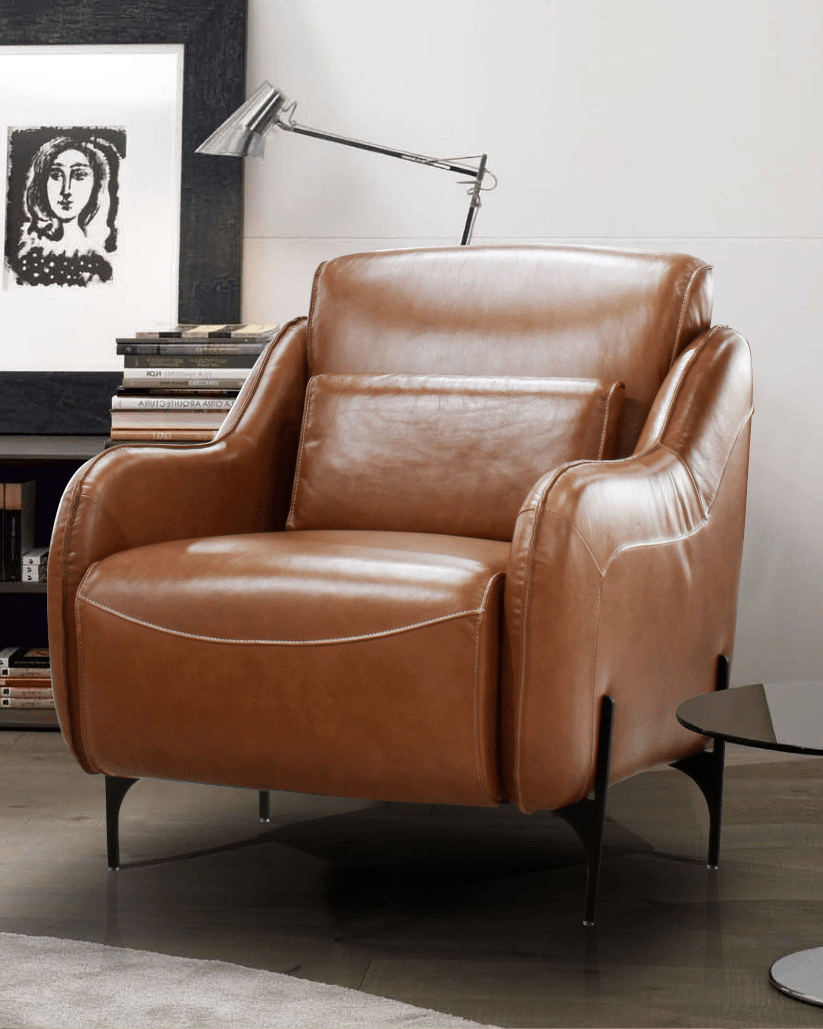 Poltrona Fixa Couro Natural 1001