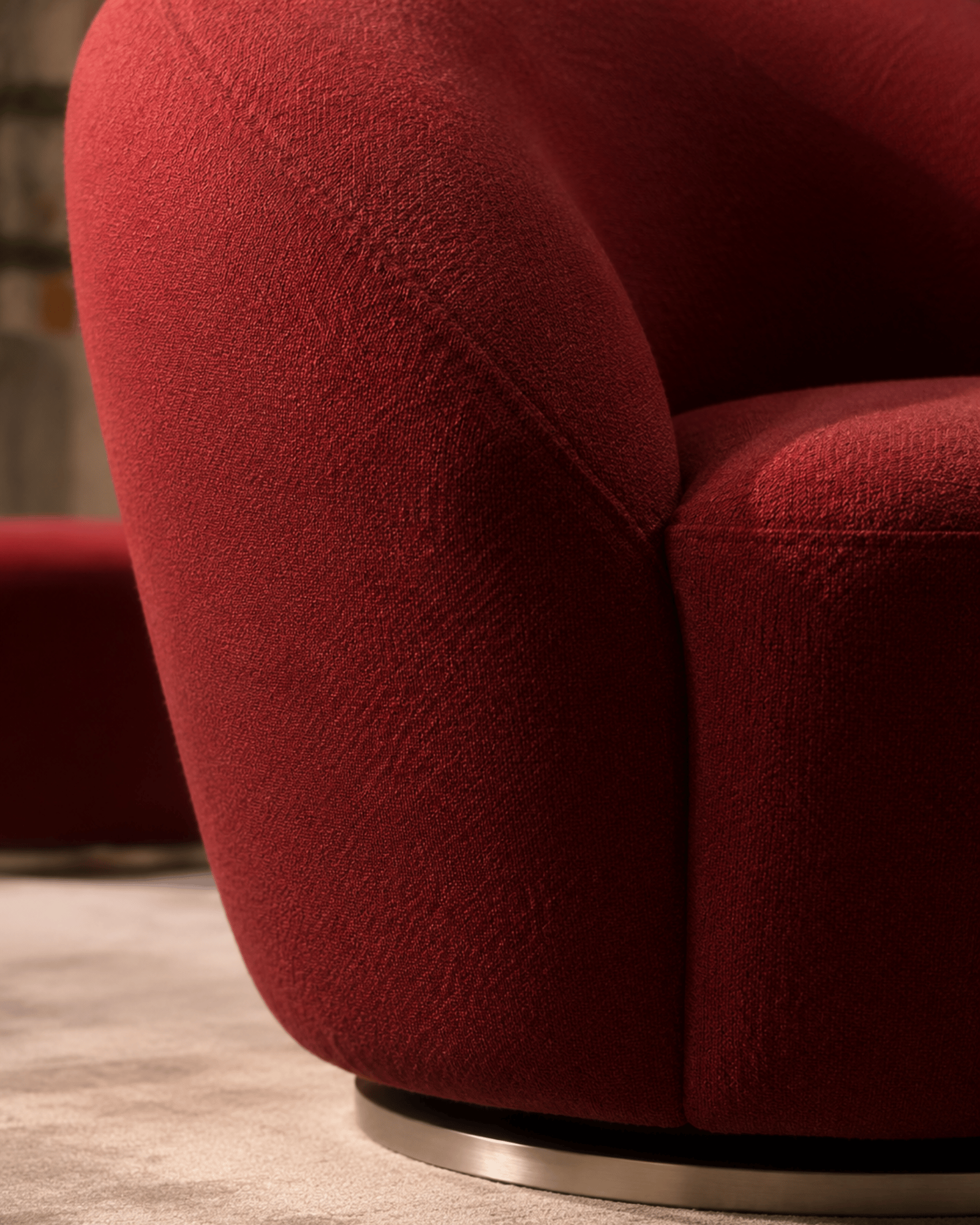 Poltrona Giratória Perola com Puff - Boucle Especial Hibisco - Pronta Entrega