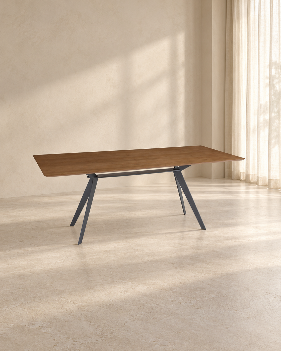 Mesa de Jantar Retangular Steel em ambiente claro, imagem vertical 4:5