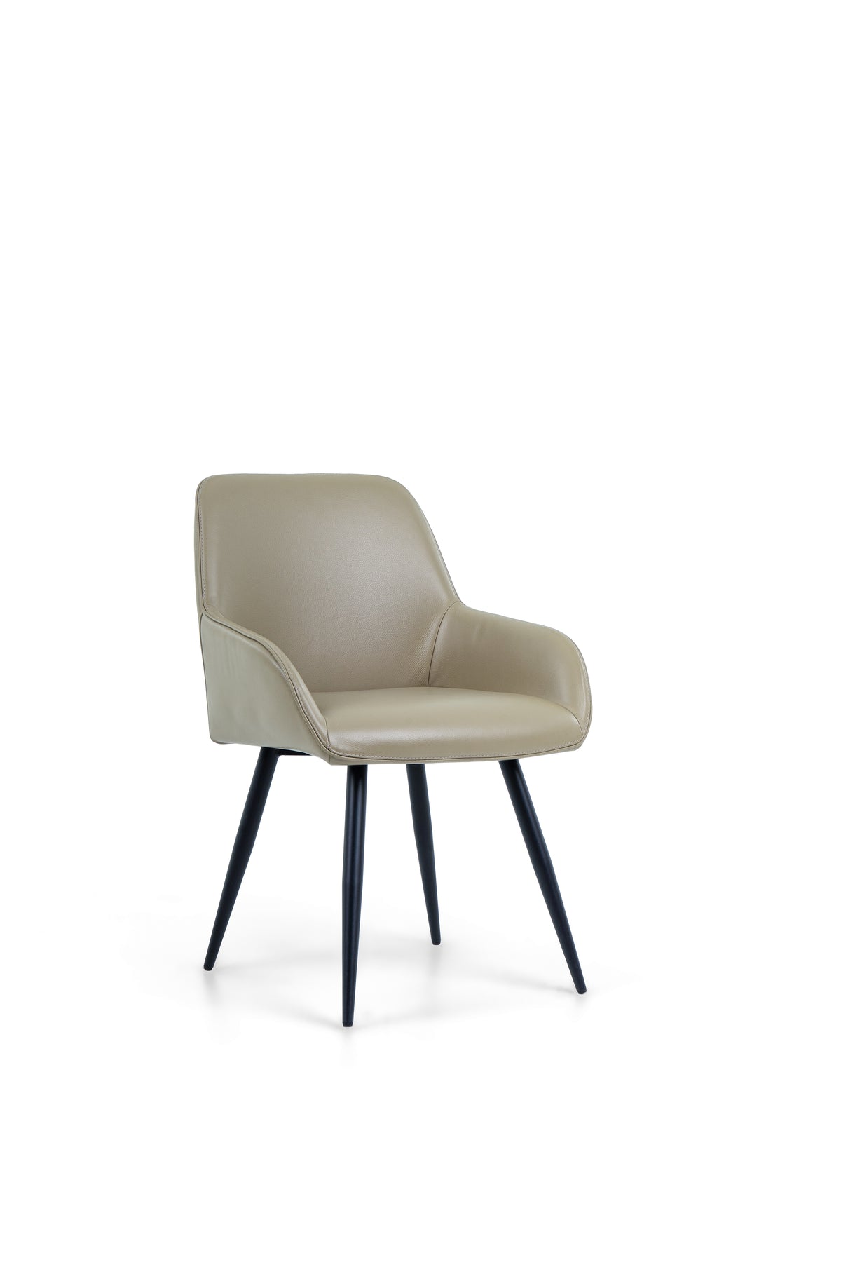 Cadeira Floren em couro natural Grano Mineral — vista completa