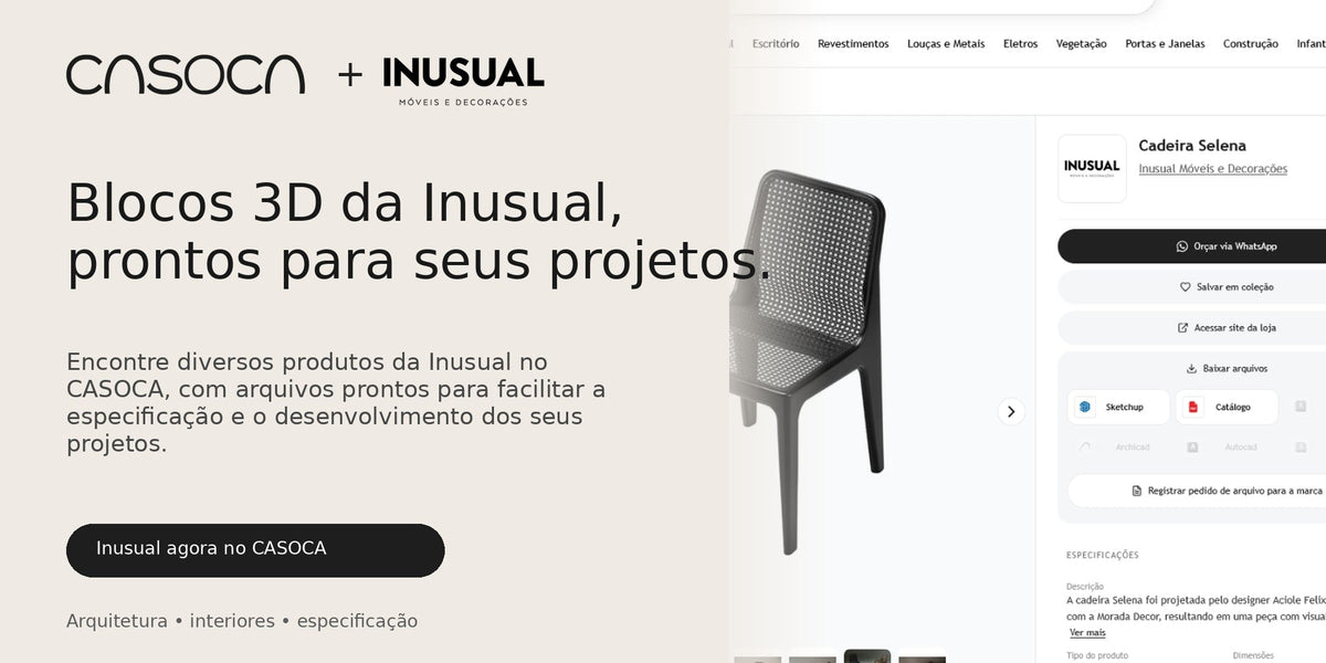 Inusual no CASOCA com blocos 3D para projetos de arquitetura e interiores