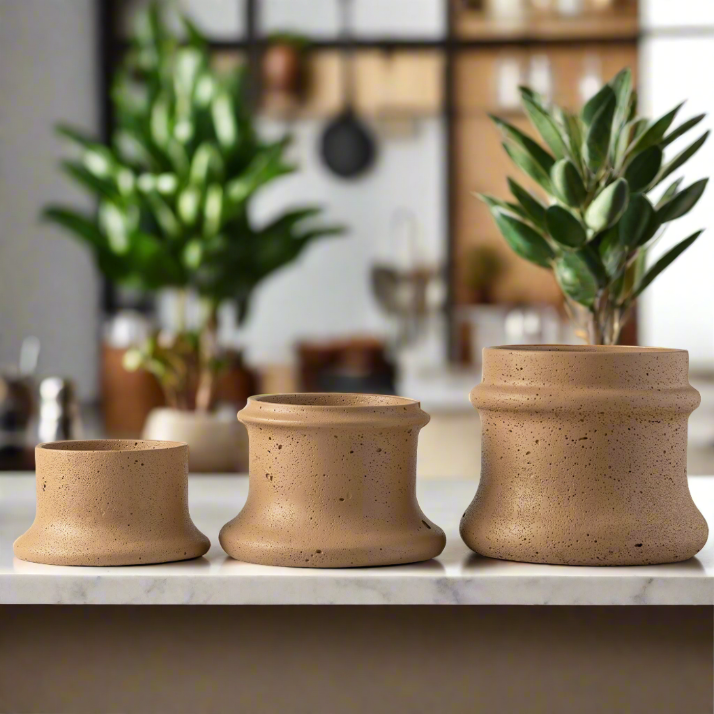 Conjunto 3 Cachepôs em Contreto Philo - Terracota