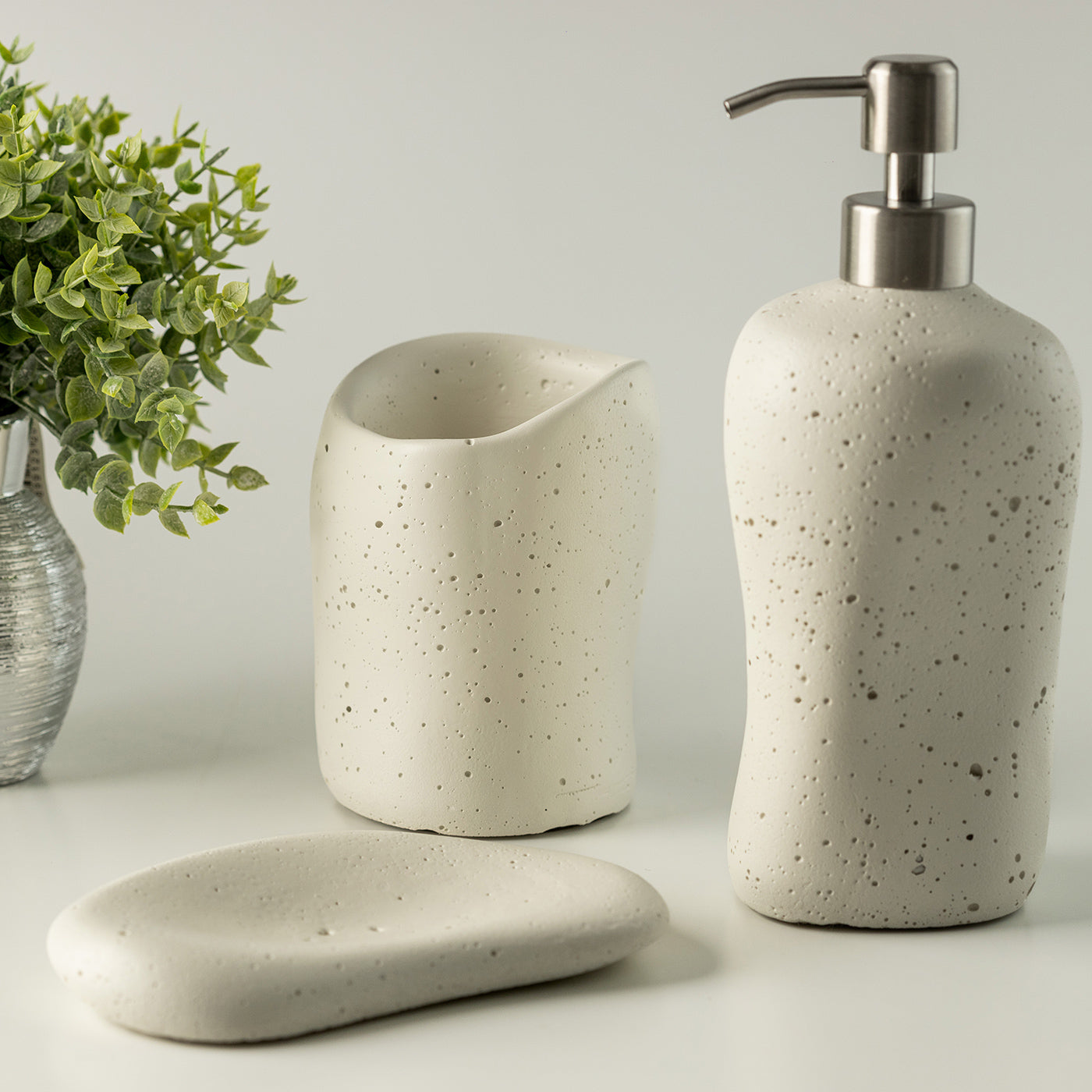 Conjunto para Banheiro em Concreto Seixos - Branco
