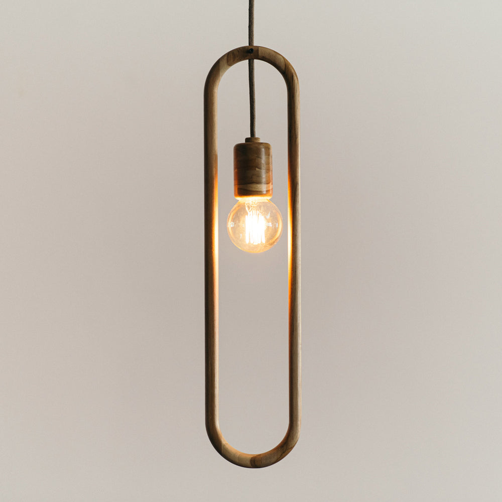 Luminária Pendente em Teca Canoa