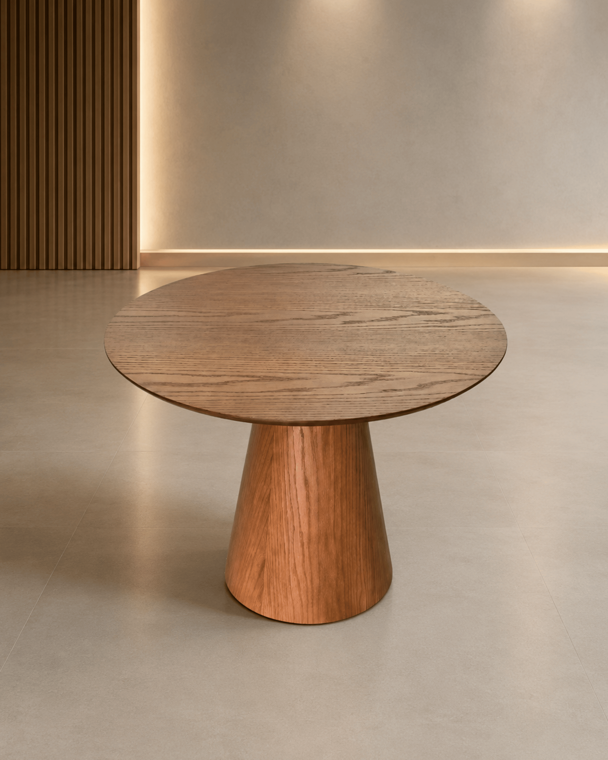 Mesa de Jantar Redonda Cone - Paris - Lâmina Madeira Natural