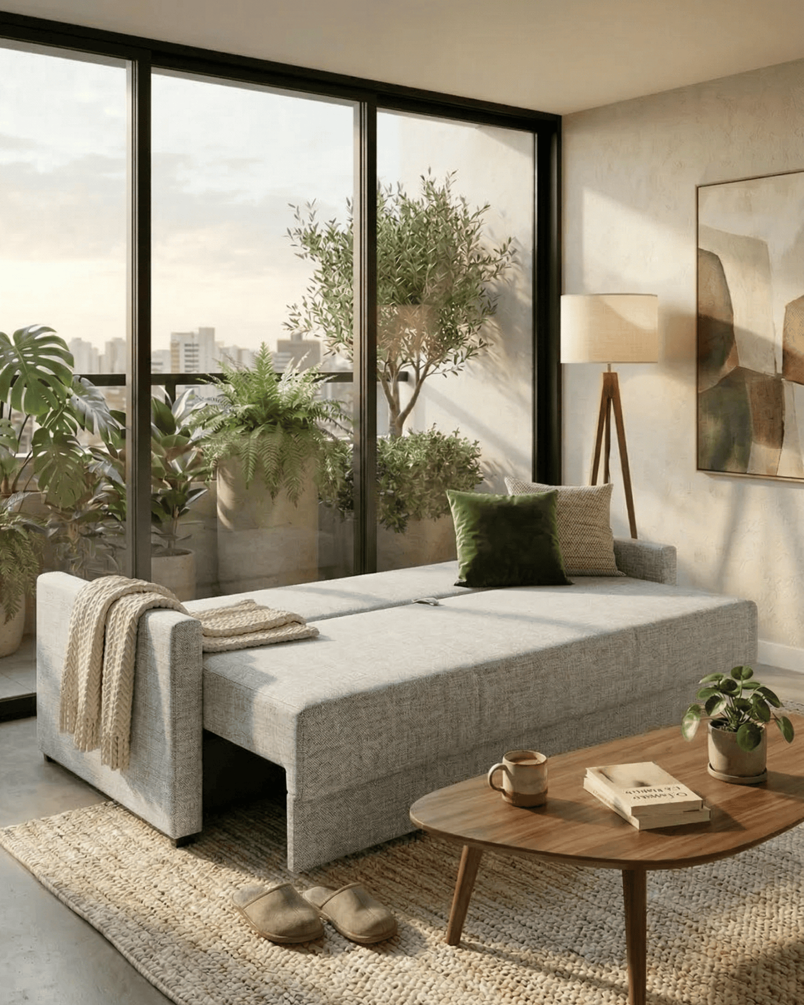 Sofá Cama Caíque - Cinza - PRONTA ENTREGA