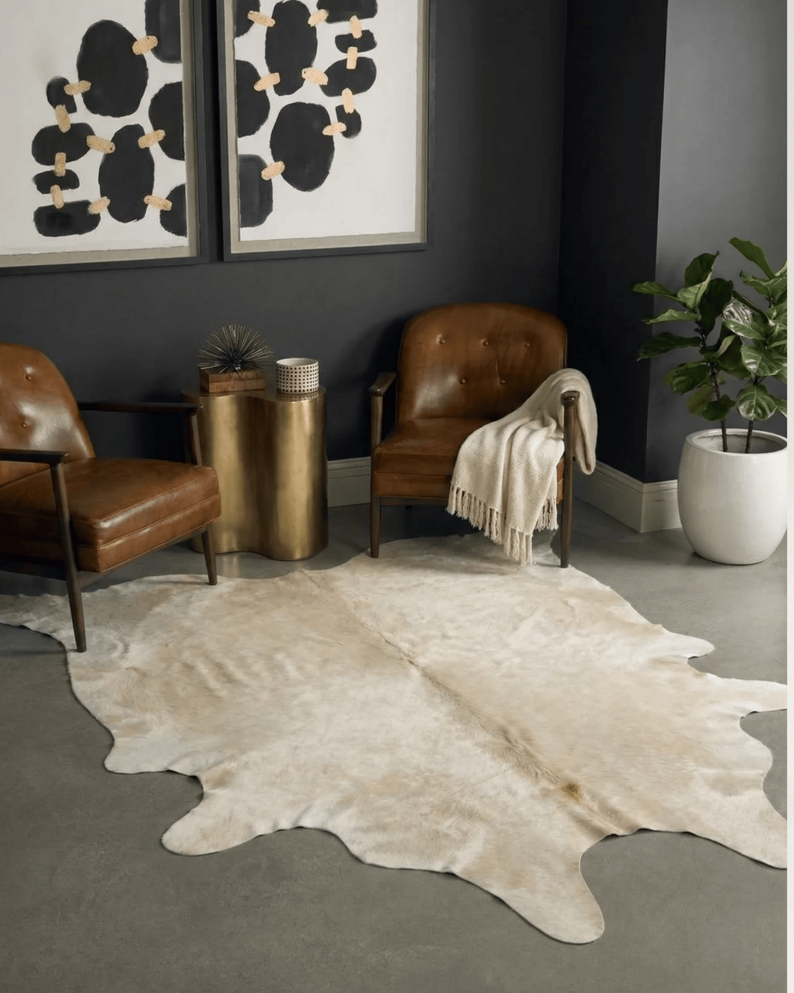 Tapete Couro Natural Pele Inteira - Branco Nature