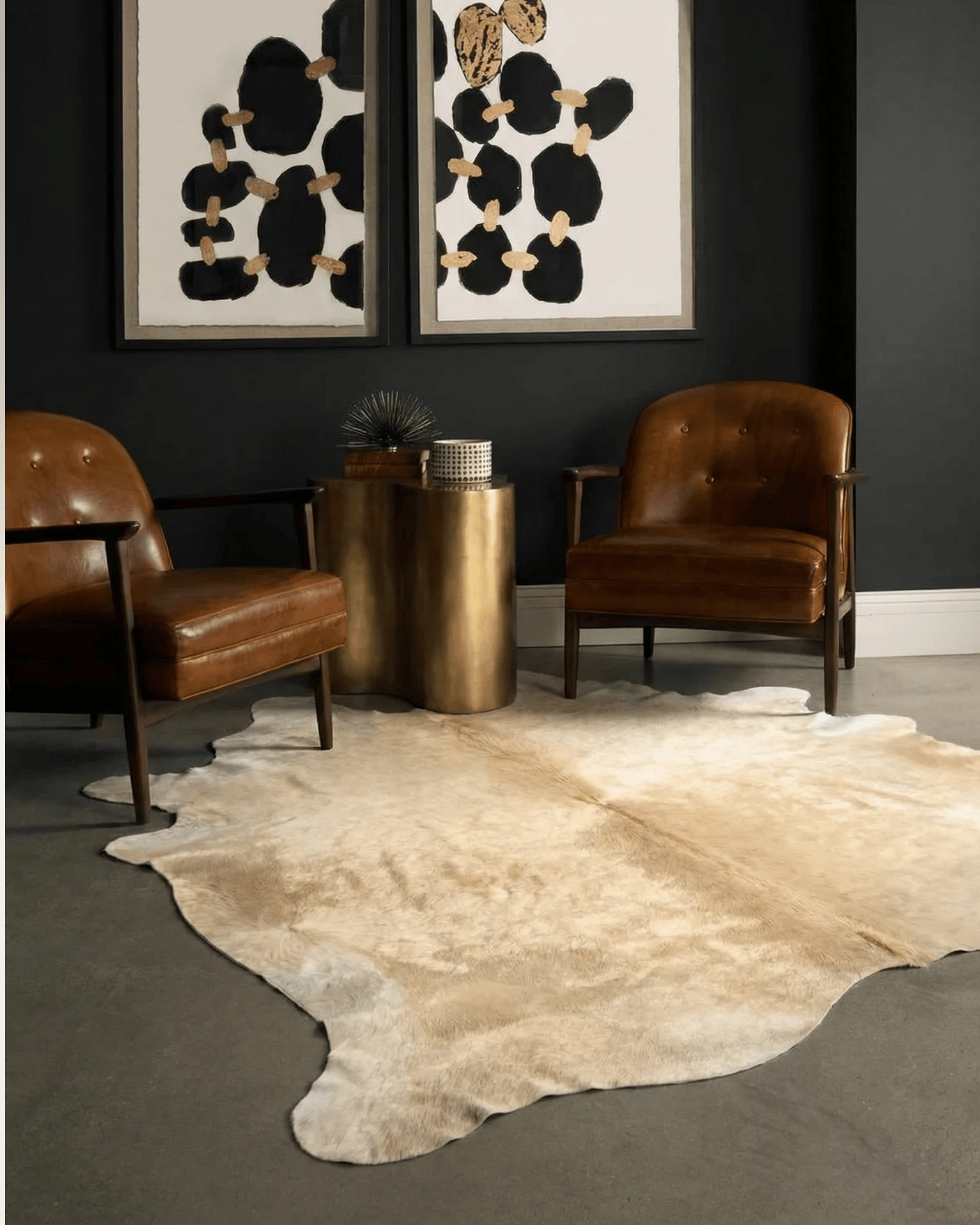 Tapete Couro Natural Pele Inteira - Off White Nature