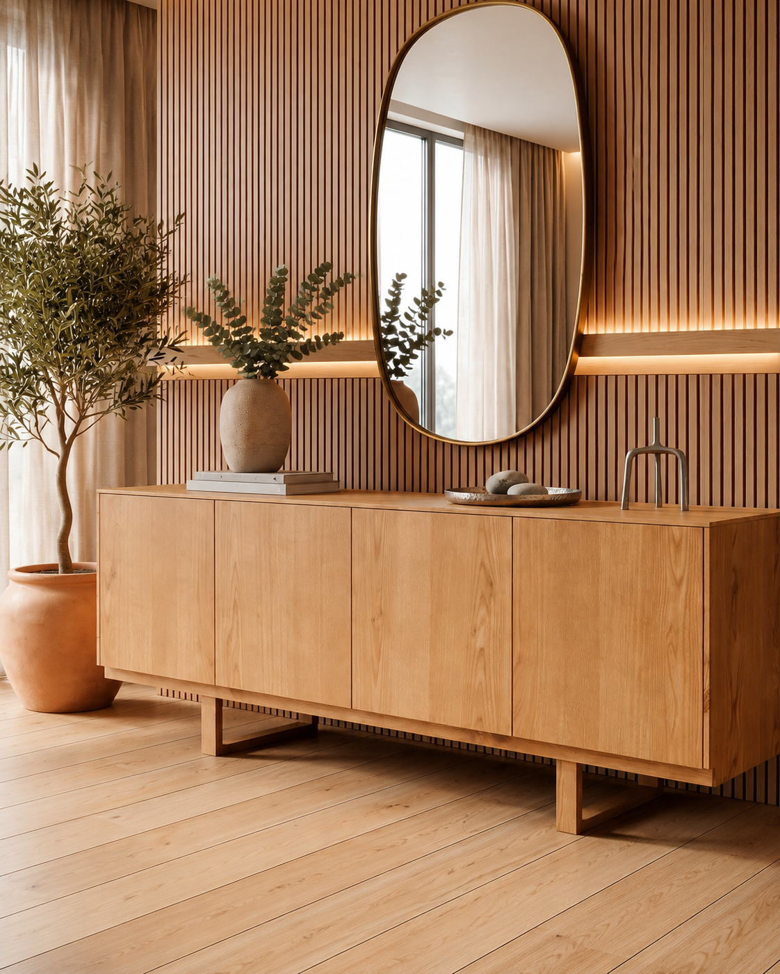 Buffet Milano ambientado em sala contemporânea