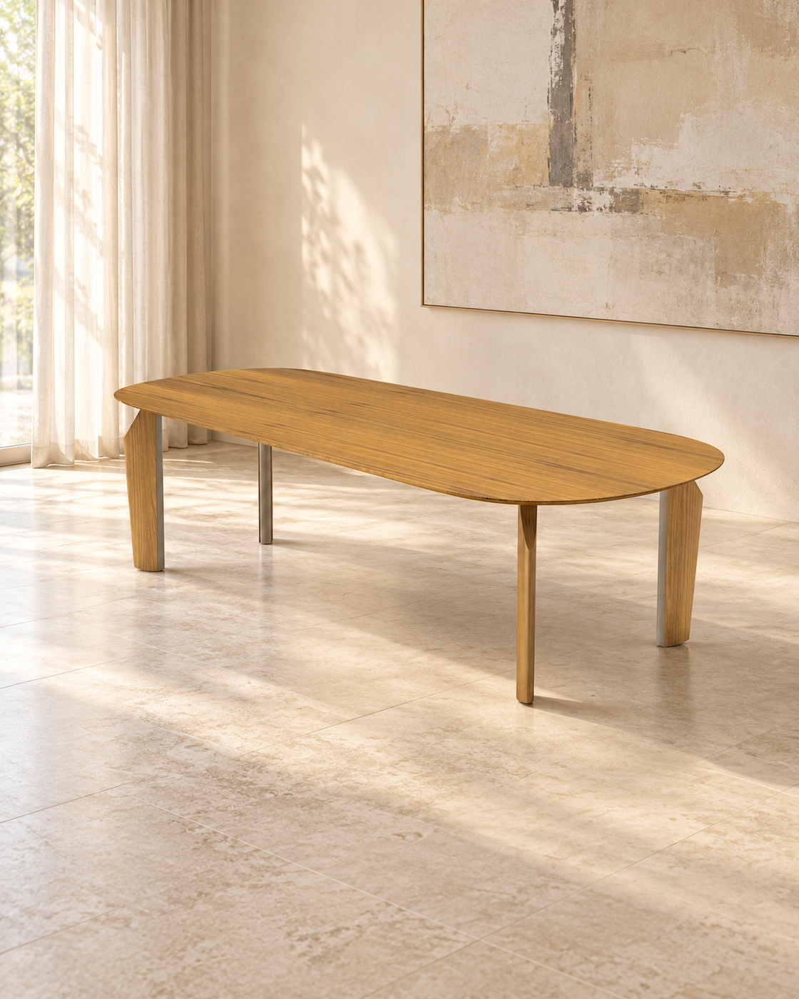 Mesa de Jantar Retangular Itaúnas em ambiente claro, imagem vertical 4:5