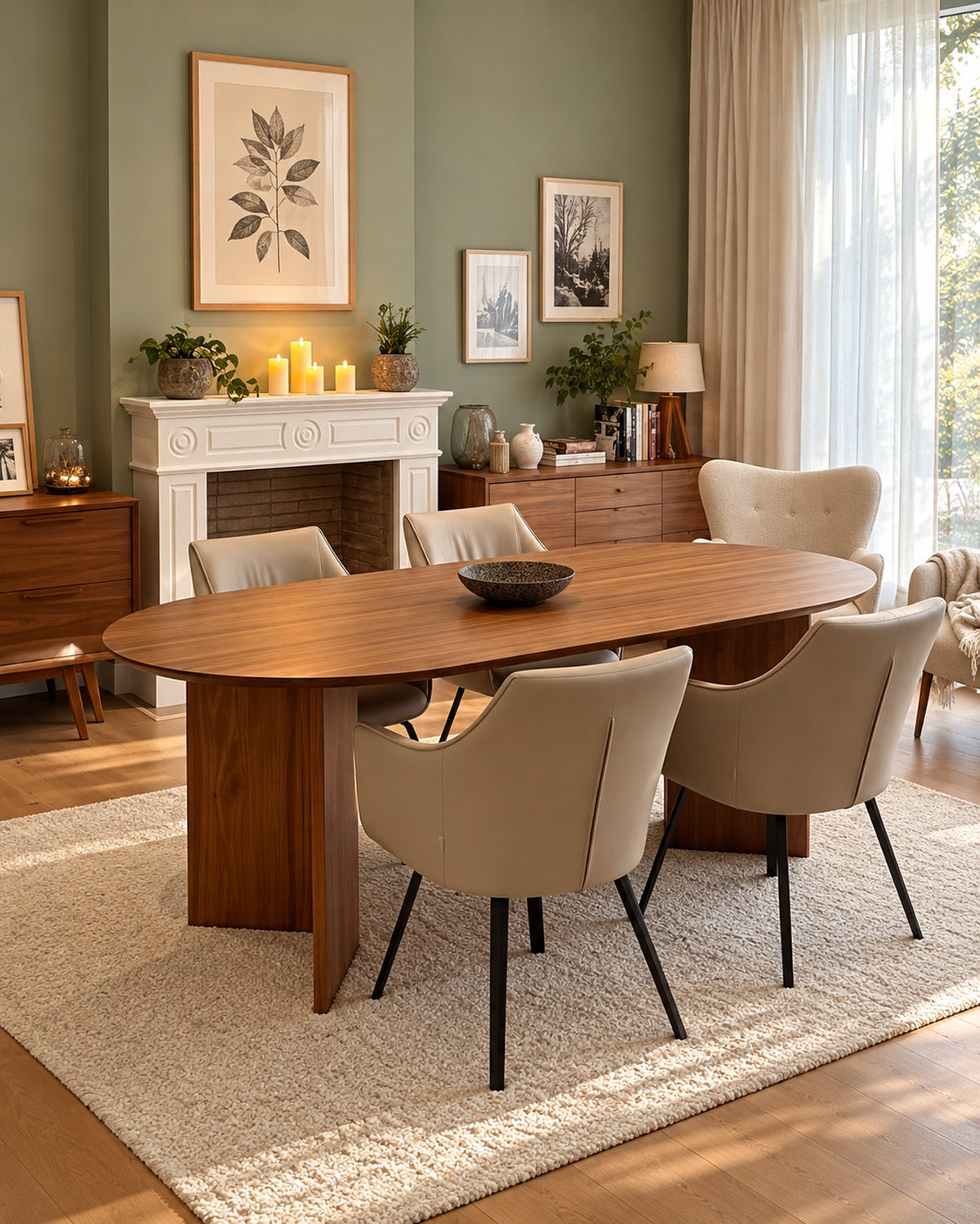 Mesa Oval Luisa em sala de jantar — cadeiras e decoração não inclusas