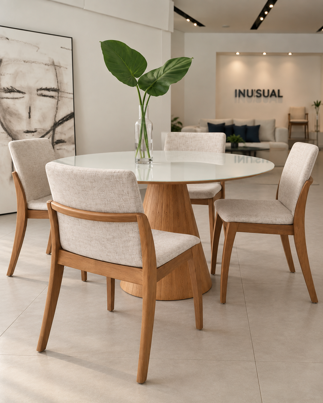 Kit com 4 Cadeiras Miriam em Linho Piemonte — composição na loja Inusual