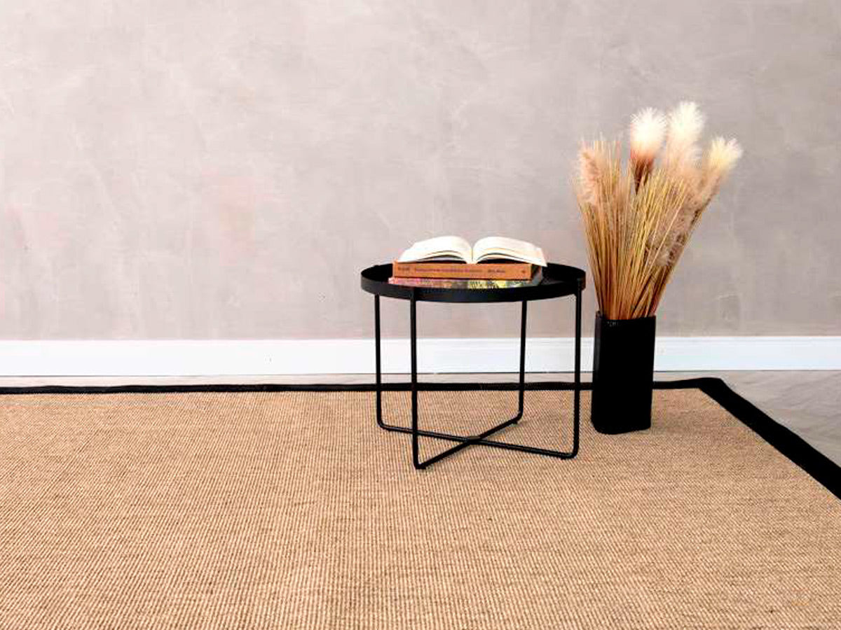 Tapete Sisal com Borda em Couro Natural